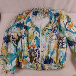 Natty Womens XL Extra Large Vintage NWT $105 Multi Floral Jacket Windbreaker